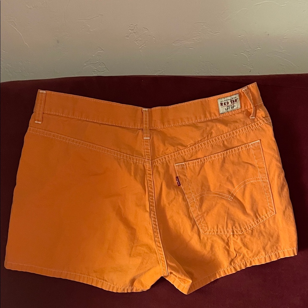Levi's Red Tab Vintage Bright Orange Denim Shorts.  Junior size 11